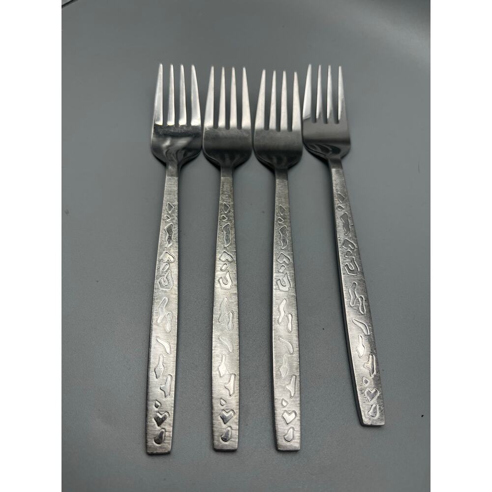 Stanley Robert's Stainless‎ Malaga Abstract design flatware 4 Dinner Forks